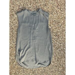 Vince Gray Silk Blend Tank Top XS Split Neck